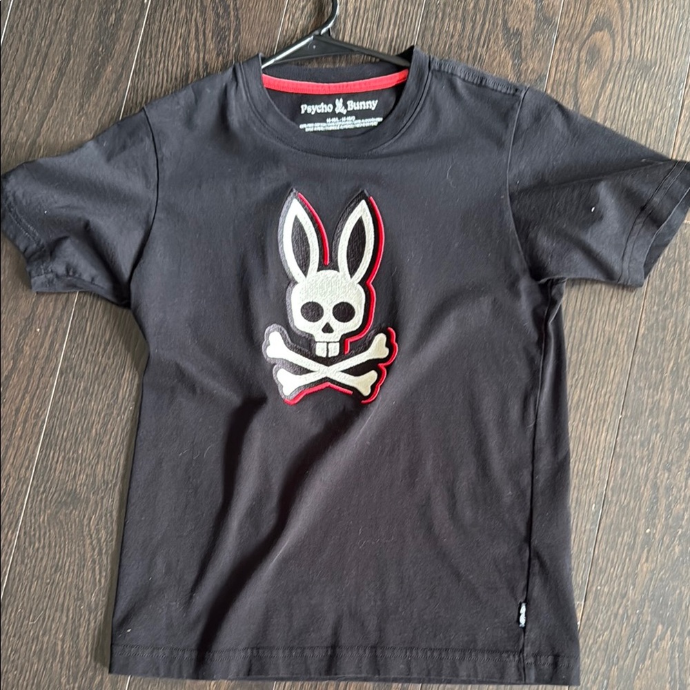 Psycho Bunny Black Short Sleeve Tee with Bunny Skull Design